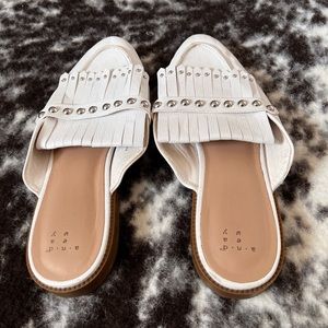 White Loafer Mules